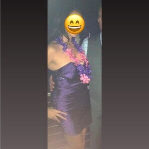 bebe Strapless Purple Dress
